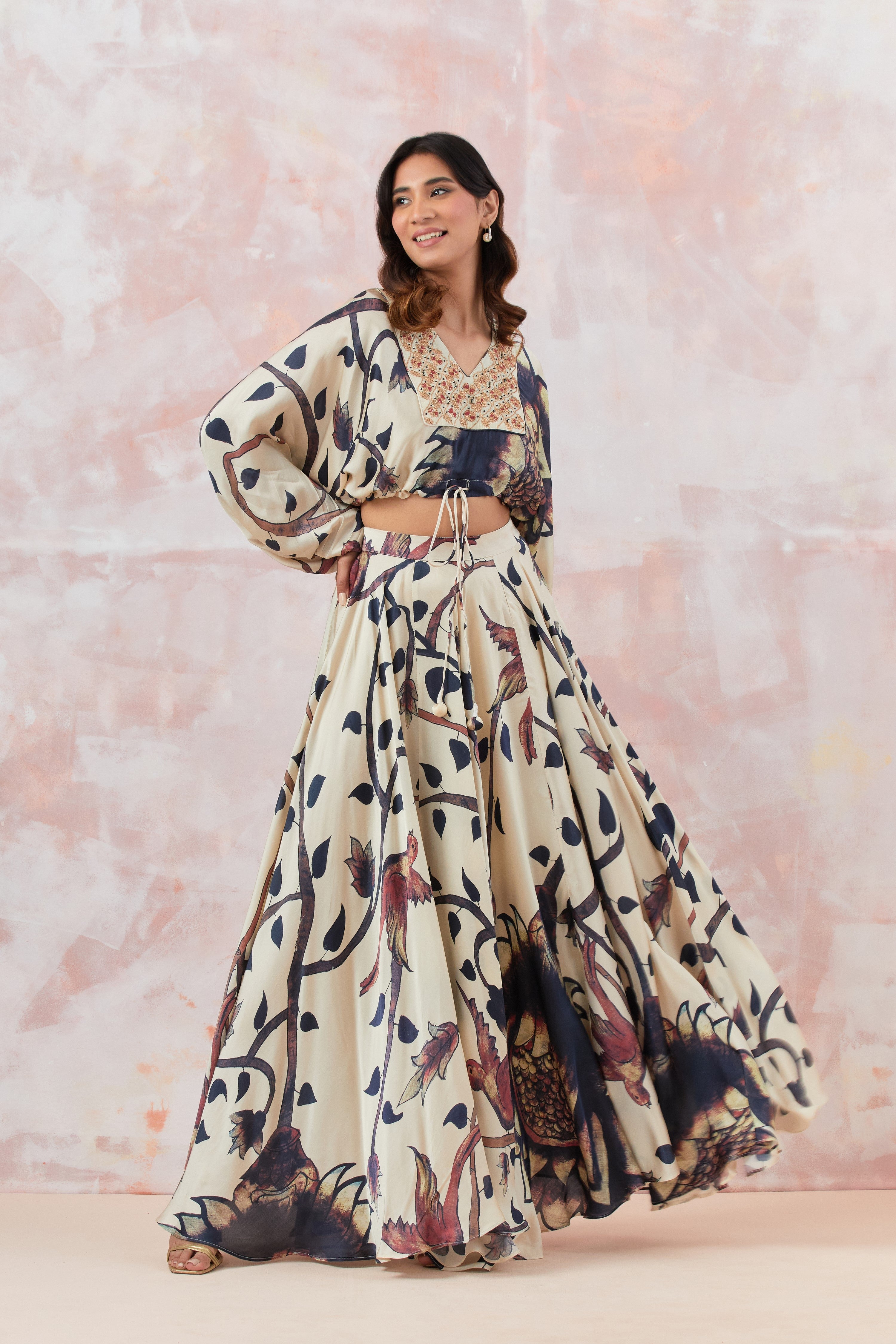 Ivory Embroidered Skirt Set