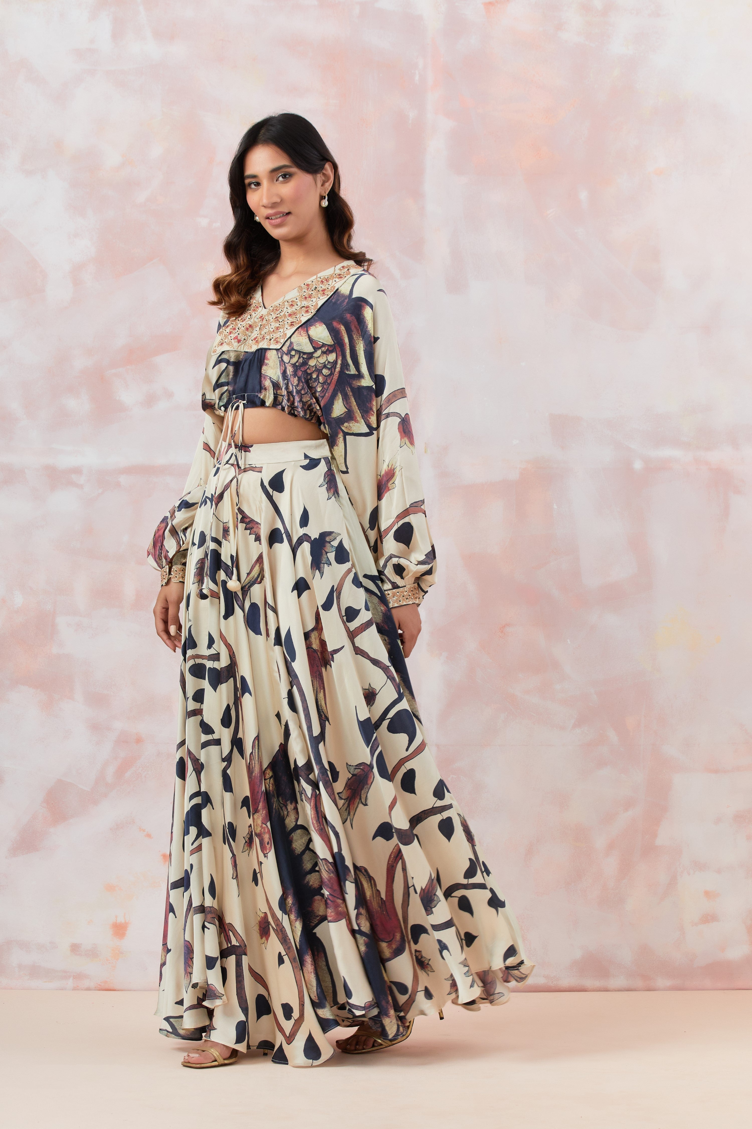 Ivory Embroidered Skirt Set