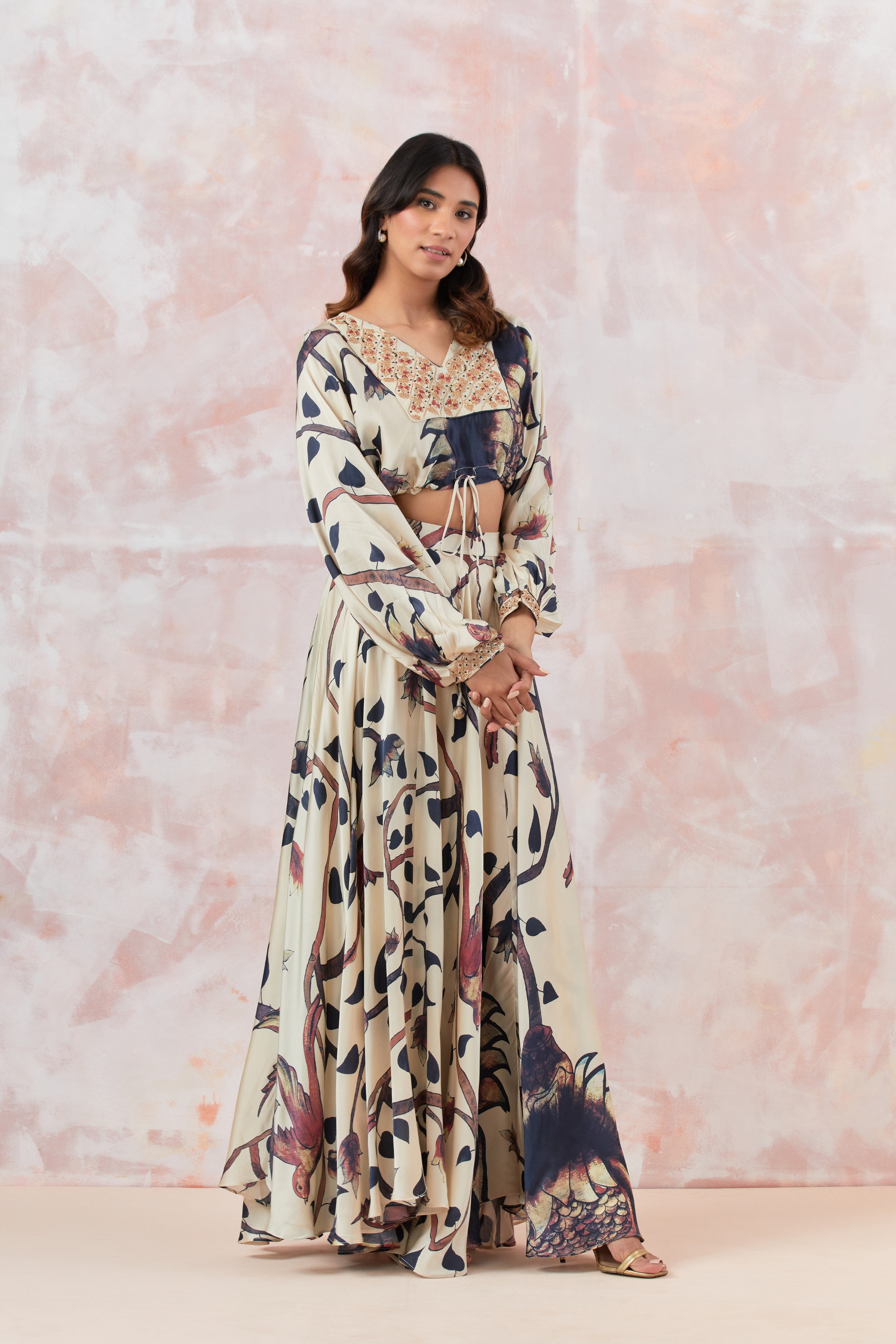 Ivory Embroidered Skirt Set