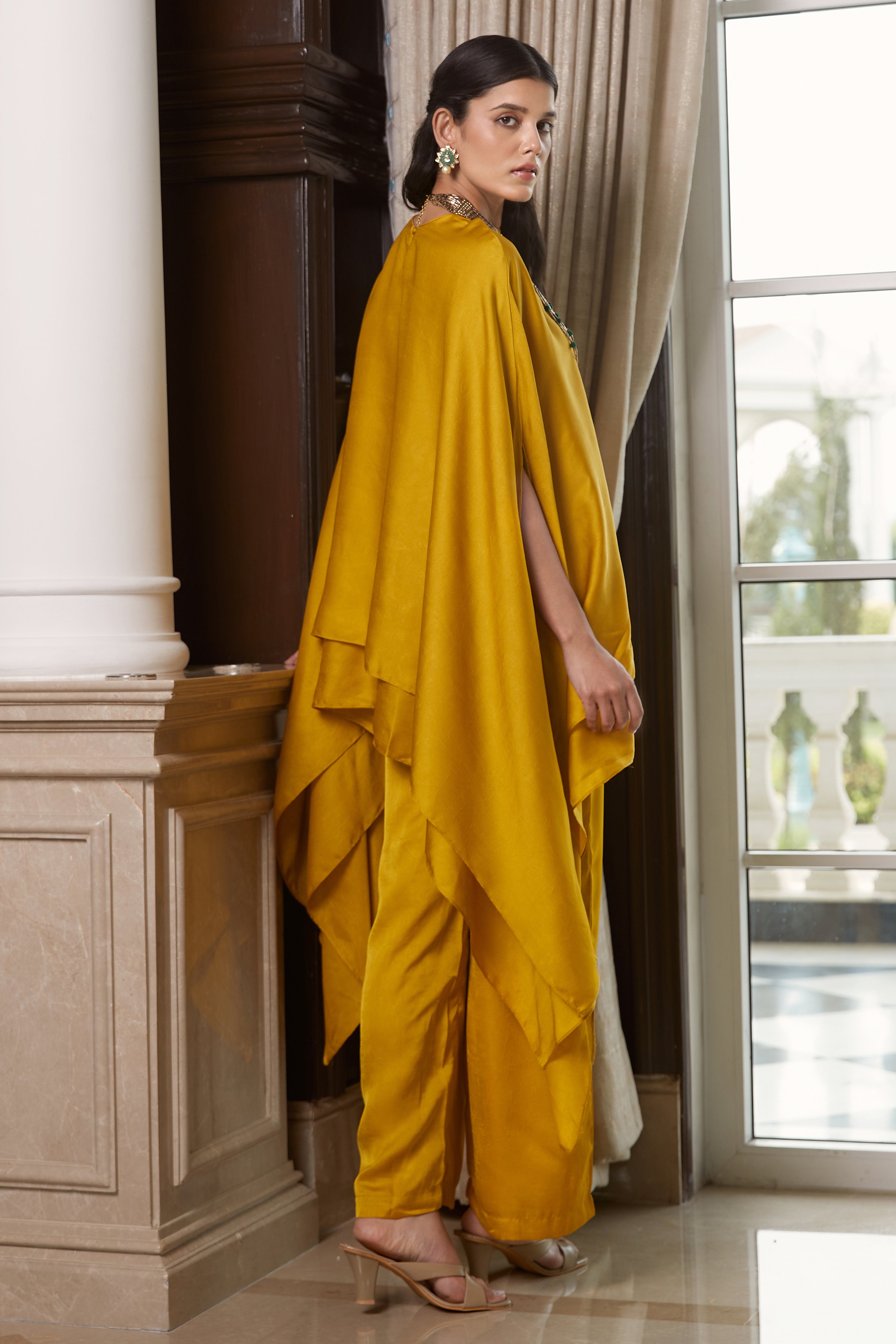 Yellow Co-Ord Set With Necklace